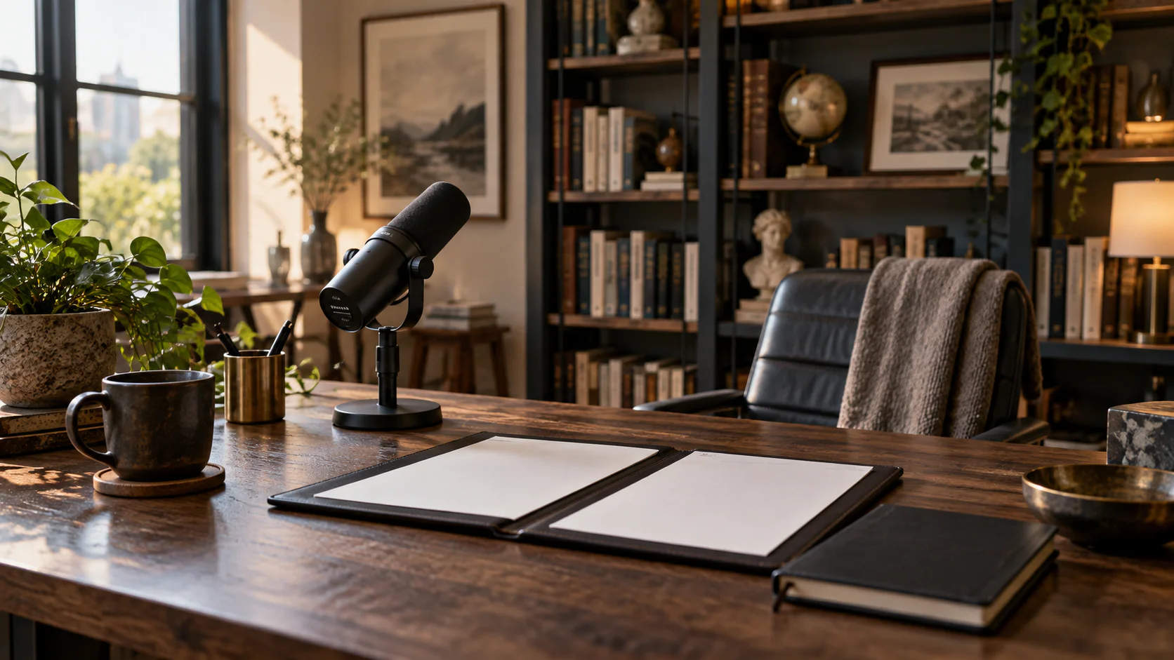 A considered studio workspace for a course or digital-product brand.
